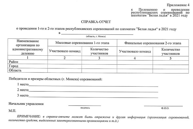 Приложение номер 7 к положению. Приложение к положению. Заявка на белую ладью от школы.